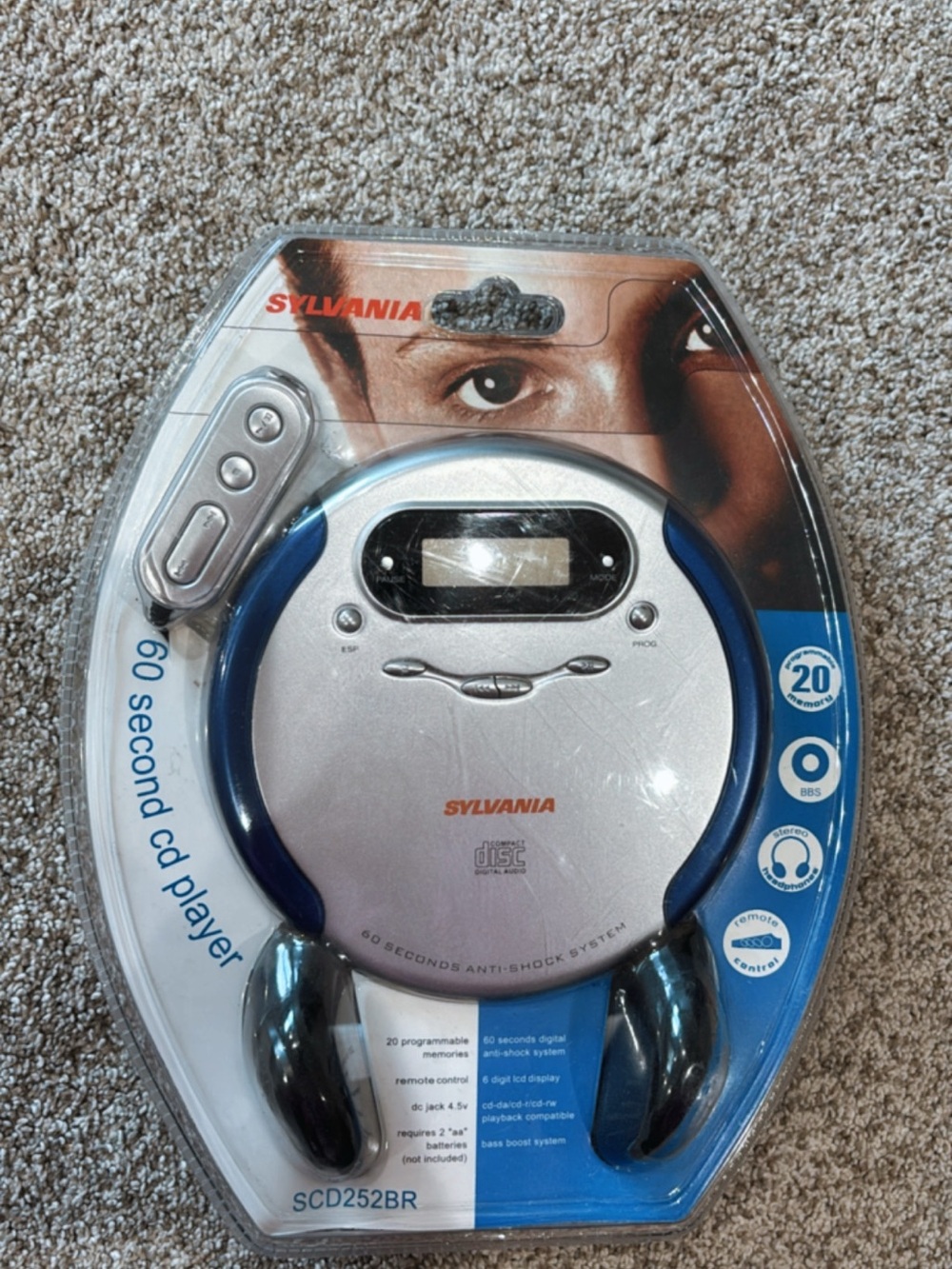 Vintage New in Box Sylvania Portable CD Player, Anti-Shock System, Rare!